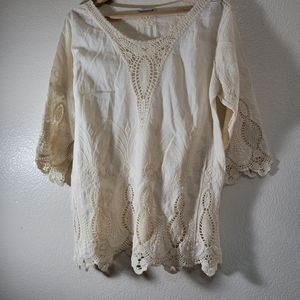 Cirana Lacey 100% Cotton  Blouse 3/4 Sleeve